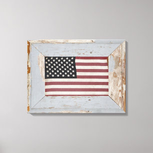 Ein Vintage-Old-Glory-Amerikanische-Flagge-Rahmen Leinwanddruck