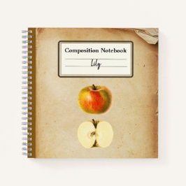 Ein Vintager Apple und ein halber Personalisierter Notizbuch
