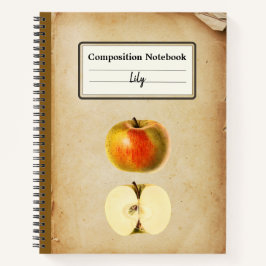 Ein Vintager Apple und ein halber Personalisierter Notizbuch