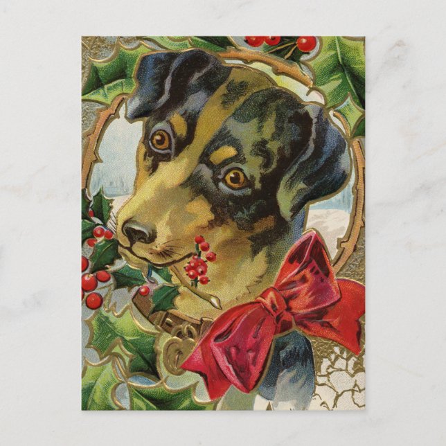 Ein Vintager Doggy Weihnachten Gruß (Vorderseite)