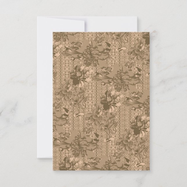 Ein Vintages Blumenmuster mit aufwändiger brauner  Dankeskarte (Vorderseite)