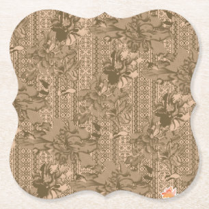 Ein Vintages Blumenmuster mit aufwändiger brauner Untersetzer