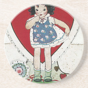 Ein Vintages Valentine Girl Birdie erzählt mir Getränkeuntersetzer
