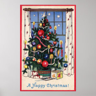 Ein Vintages Weihnachtsgedicht drucken Poster