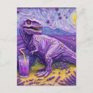 Ein violetter T-Rex mit Lavendel-Limonade  Postkarte