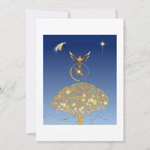 Ein Vogel, der über einen goldenen Baum fliegt Dankeskarte