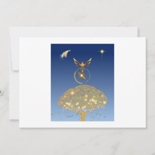 Ein Vogel, der über einen goldenen Baum fliegt Dankeskarte