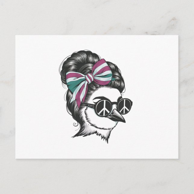 ein Vogel mit elegant gestyltem Haar Postkarte (Vorderseite)