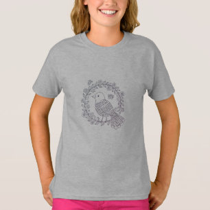 Ein Vogel unter den Ringen der Blume-Marke T-Shirt