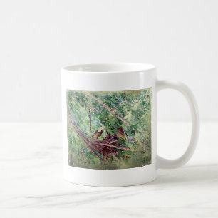 Ein volles Nest, Eltern und Baby Vögel Tasse