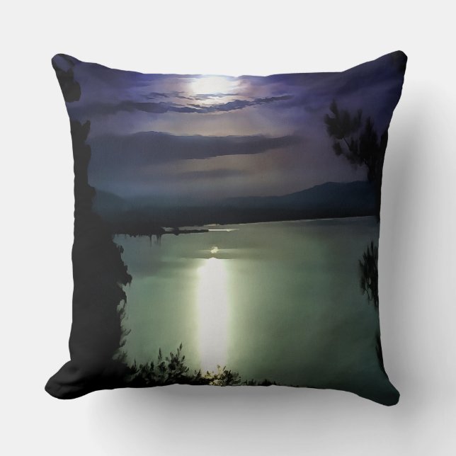 Ein Vollmond, der die ästhetische Kunst der Ägäis  Kissen (Vorderseite)