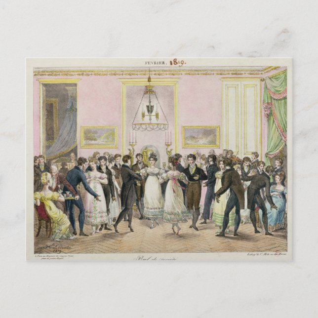 Ein von Charles Etienne eingrabener "Society Ball" Postkarte (Vorderseite)