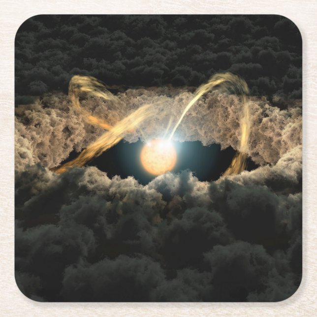 Ein von einer protoplanetären Diskette umgebener S Rechteckiger Pappuntersetzer (Vorderseite)