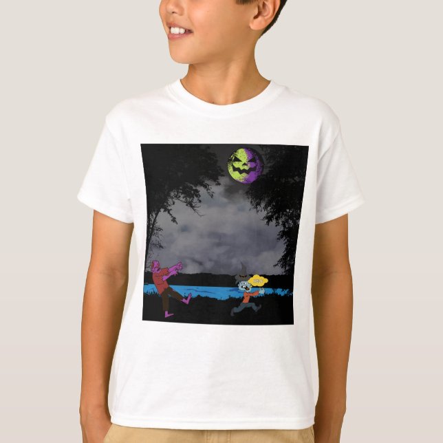 Ein von Zombies gejagter Mann T-Shirt (Vorderseite)