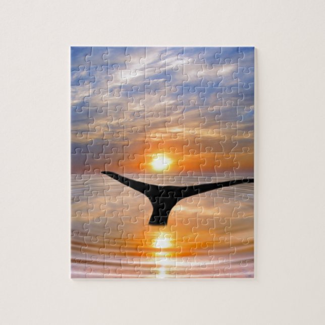 Ein Wal-Schwanz bei Sonnenuntergang Puzzle (Vertikal)