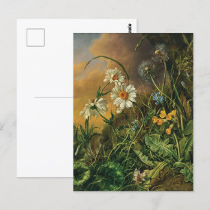 Ein Waldboden mit Gänseblümchen, Schlüsselblumen,  Postkarte
