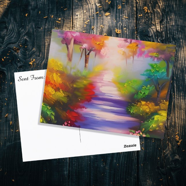 Ein Waldweg durch die Herbstlaube Postkarte (Von Creator hochgeladen)