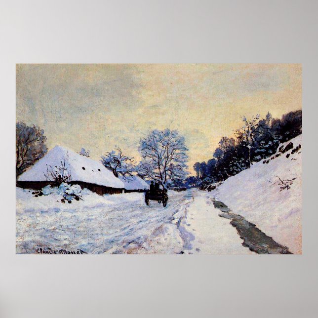 Ein Warenkorb auf der schneebedeckten Straße Poster (Vorne)