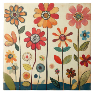 Ein warmer Terrakotta-Zinnienfleck Fliese