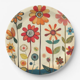 Ein warmer Terrakotta-Zinnienfleck Pappteller
