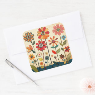 Ein warmer Terrakotta-Zinnienfleck Quadratischer Aufkleber