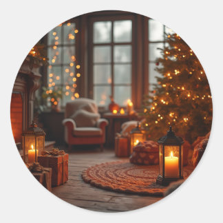 ein warmes Weihnachten Runder Aufkleber