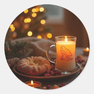 ein warmes Weihnachten Runder Aufkleber