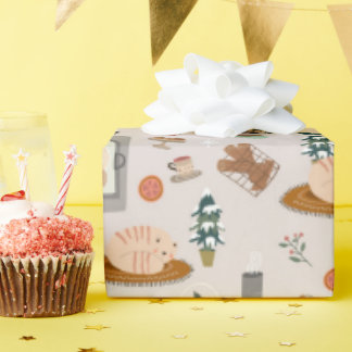 ein warmes Wintermuster voller Katzen und Winter Geschenkpapier