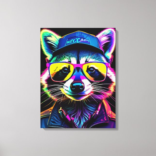 Ein Waschbär in Brillen Leinwanddruck (Vorderseite)