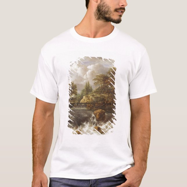 Ein Wasserfall in einer felsigen Landschaft, T-Shirt (Vorderseite)