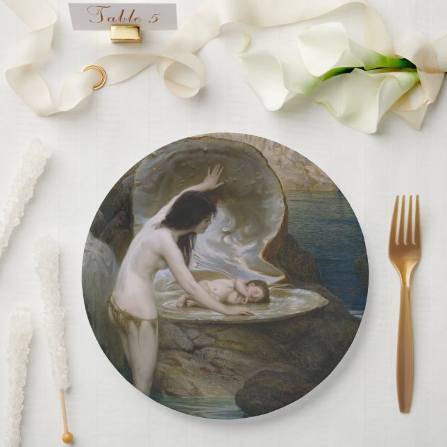 Ein Water Baby in Seashell von Bikini Nymph gefund Pappteller (Hochzeit)