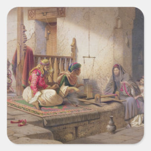 Ein Weber in Esna, eine von 24 Illustrationen Quadratischer Aufkleber