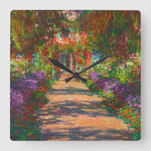 Ein Weg in Monets Garden, Giverny, 1902 Quadratische Wanduhr