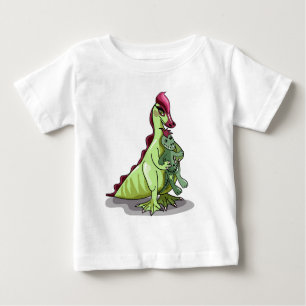 Ein weiblicher Hadrosaurus, der eine Puppe hält. Baby T-shirt