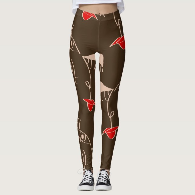 Ein weibliches Gesicht: abstraktes Muster. Leggings (Vorderseite)