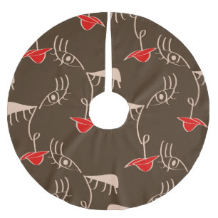 Ein weibliches Gesicht: abstraktes Muster. Polyester Weihnachtsbaumdecke