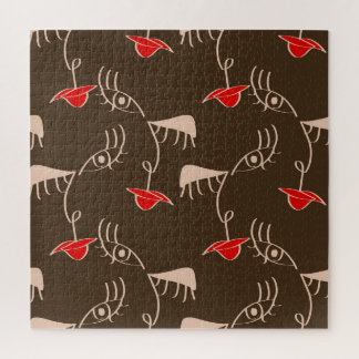 Ein weibliches Gesicht: abstraktes Muster. Puzzle