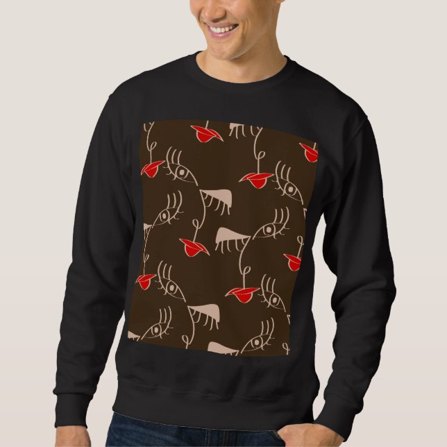 Ein weibliches Gesicht: abstraktes Muster. Sweatshirt (Vorderseite)