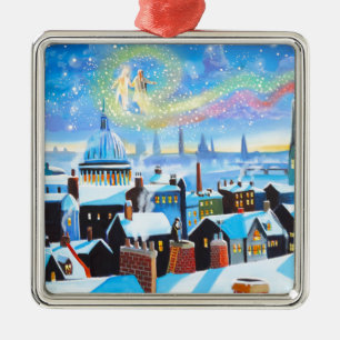 Ein Weihnachten Carol Scrooge und Geist der Silbernes Ornament