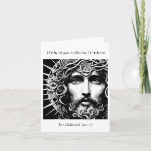 Ein Weihnachts-Jesus-Portrait in Etched Grace Karte