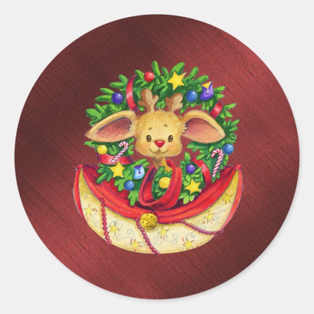 Ein Weihnachts-Strumpf voller Träume Runder Aufkleber (Vorderseite)