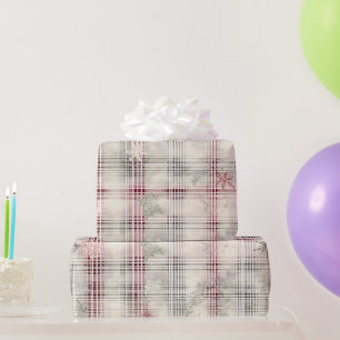 Ein Weihnachts-Tartan-Blumendesign Serie #13 Geschenkpapier