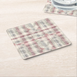 Ein Weihnachts-Tartan-Blumendesign Serie #13 Rechteckiger Pappuntersetzer