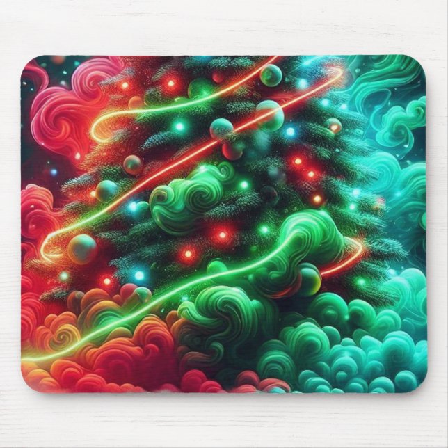 Ein Weihnachtsbaum in einem rauchigen Dunst auf ei Mousepad (Vorne)