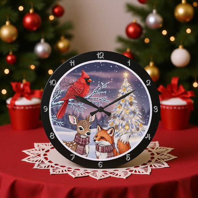 Ein Weihnachtsbaum mit Gold Star Große Wanduhr (Von Creator hochgeladen)