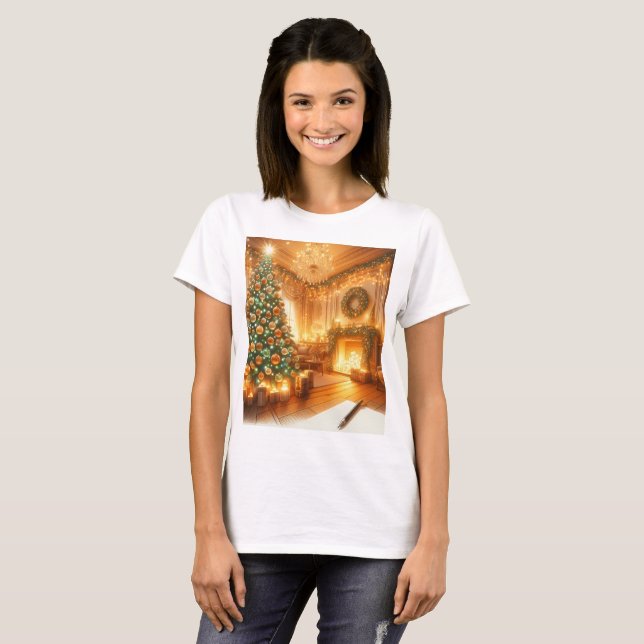 ein Weihnachtsbaum mit Kamin T-Shirt (Vorne ganz)