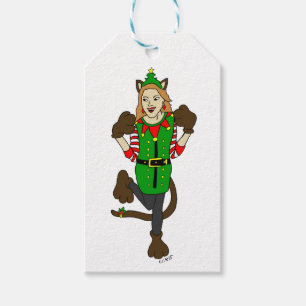 ein Weihnachtscatgirl Geschenke Tags Geschenkanhänger