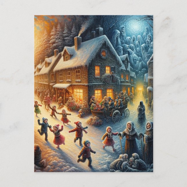 Ein Weihnachtsfest in der Stadt Postkarte (Vorderseite)