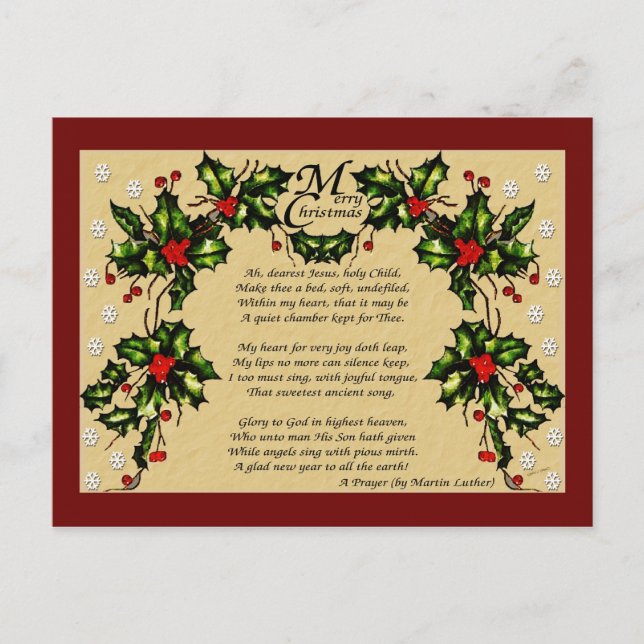 Ein Weihnachtsgebet Feiertagspostkarte (Vorderseite)