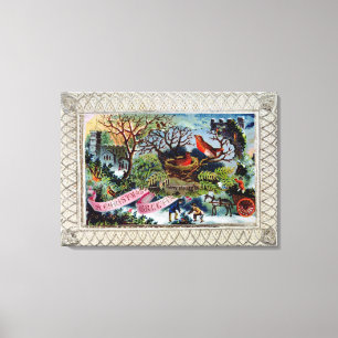 Ein Weihnachtsgruß, viktorianische Postkarte Leinwanddruck